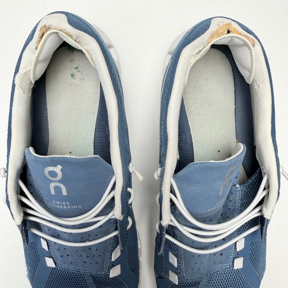 On Cloud 5 Running Shoes Womens 10 Denim Blue White Speed Laces Sneakers  FLAWED - Picture 9 of 10